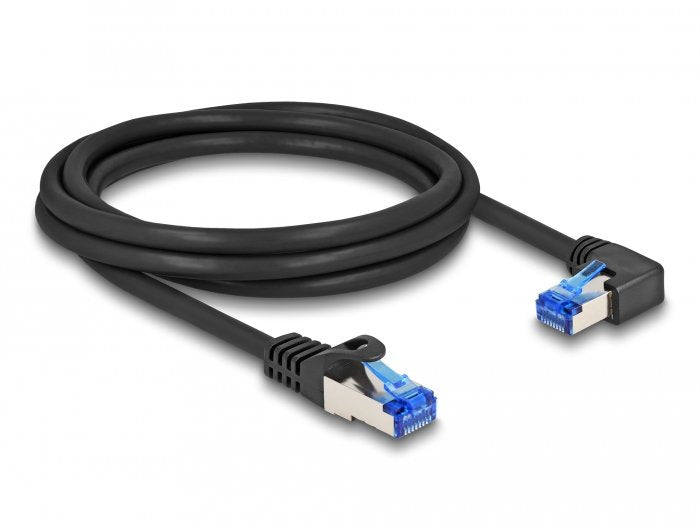 Delock 80223 Network Cable RJ45 CAT.6A S/FTP Recto / Acodado a Derecha 2M Black