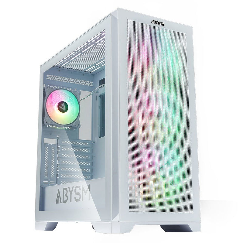 Abysm PC Case Gaming Danube Mura White BX300 ARGB Tx, Eatx, Itx, microATX - Side Glass Tempered - 3.5 And 2.5