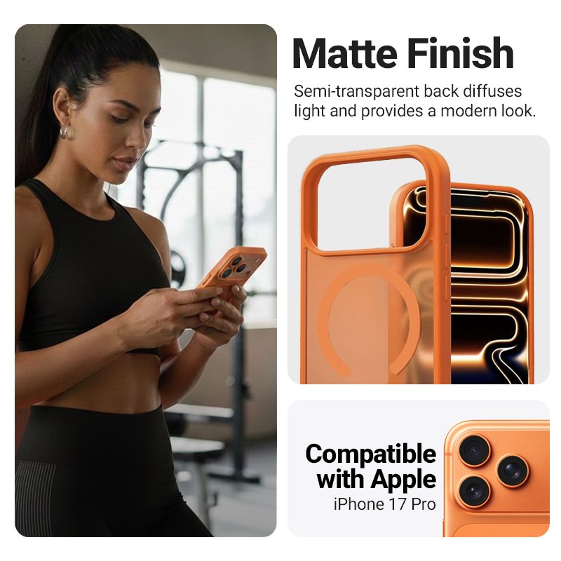 Etui Hybrid Matte Magnetic Etui Magsafe Iphone 17 Pro Naranjaowe