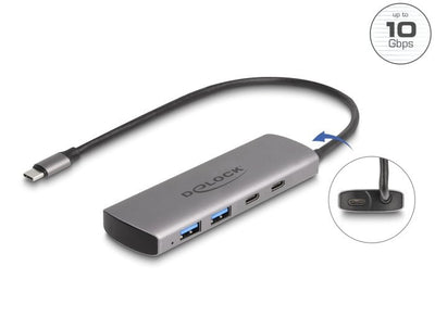 Delock Hub 64299 Interfaz USB 3.2 Gen 1 (3.1 Gen 1) Type-c 10000 Mbit/S Grey — image 1