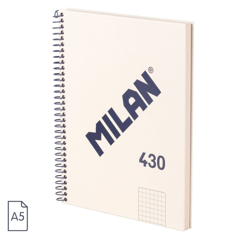Milan Serie 1918 Notebook Espiral Formato A5 Cuadricula 5X5MM - 80 Hojas 95 Gr/M2 - Microperforado, 2 Taladros