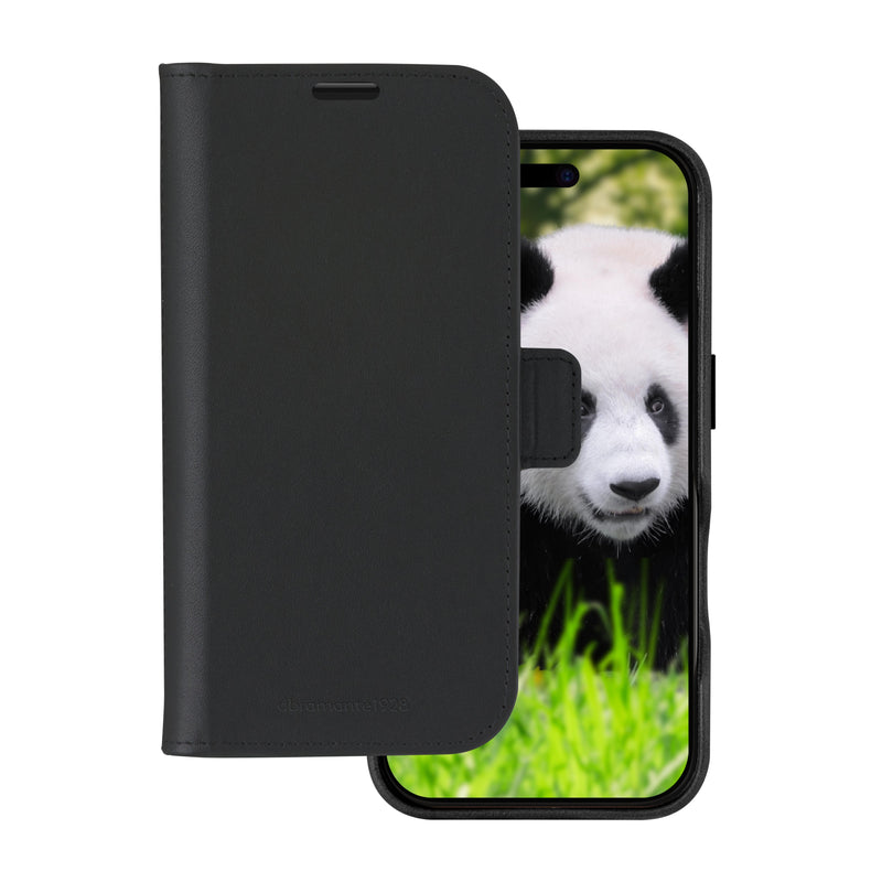 DBRAMANTE1928 Lynge Case With Cover Phone Mobile Phone Compatibilidad With Magsafe Leather Grano Entero Black