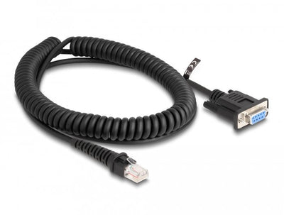 Delock 87996 Cable RJ50 Espiral Male a Connector D-sub 9, Female 1,5M, Black — image 1