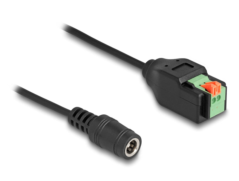 Delock DC 5,5 X 2,1MM Connector Female a 2 Pin Terminalblock Adapter With Pulsador 15CM