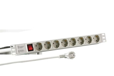 Power Strip Plugs Efb 19 1U 8XCEE 7/3 With Switch Aluminium Grey — image 1