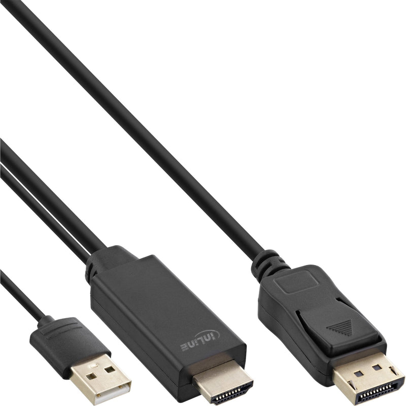 Inline Cable HDMI a DisplayPort, 4K, Black/Gold 1M