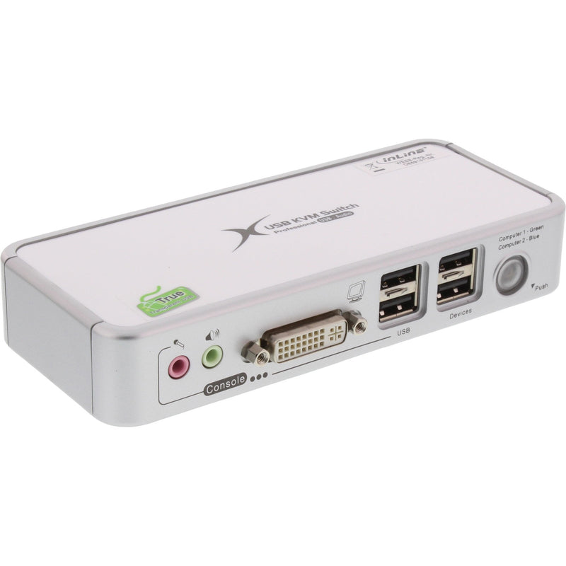 Inline Switch KVM Desktop Compacto USB DVI 2 Ports + Audio With Cables 1,2M