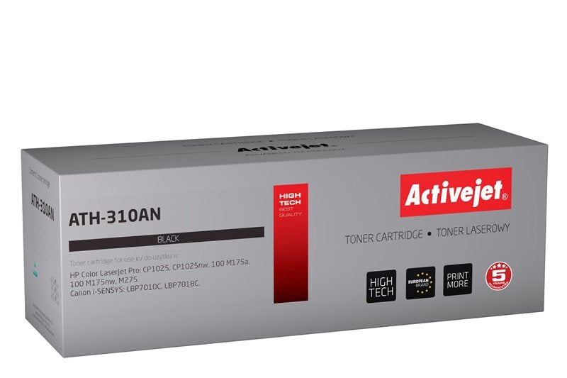 Activejet Toner ATH-310AN (canon HP 126A CRG-729B CE310A - Premium - 1200 Páginas - Reemplazo Black