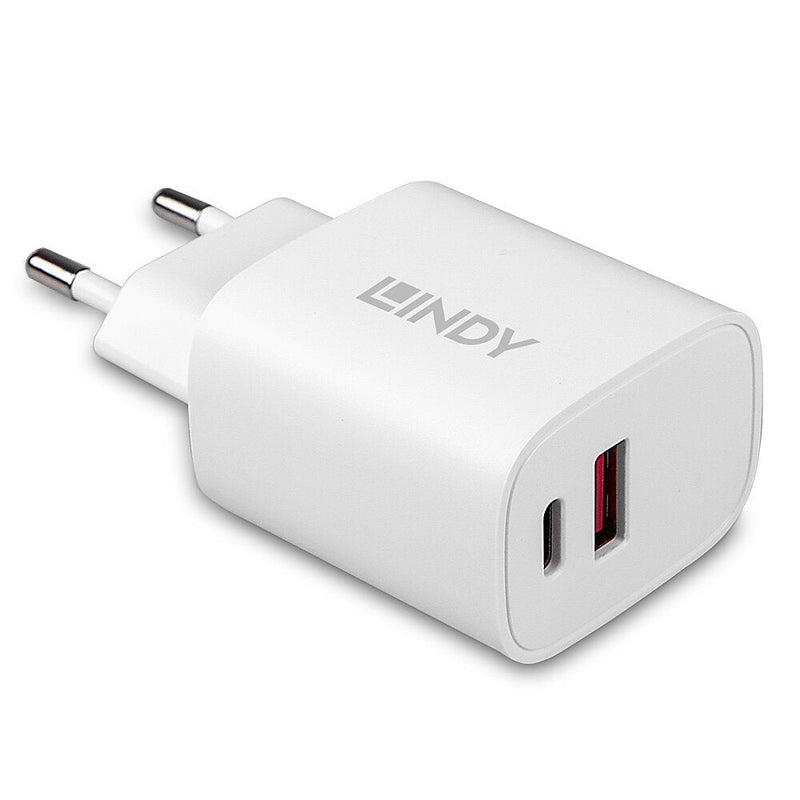 Lindy 73413 Wall Charger USB Typ a & C 20W, White
