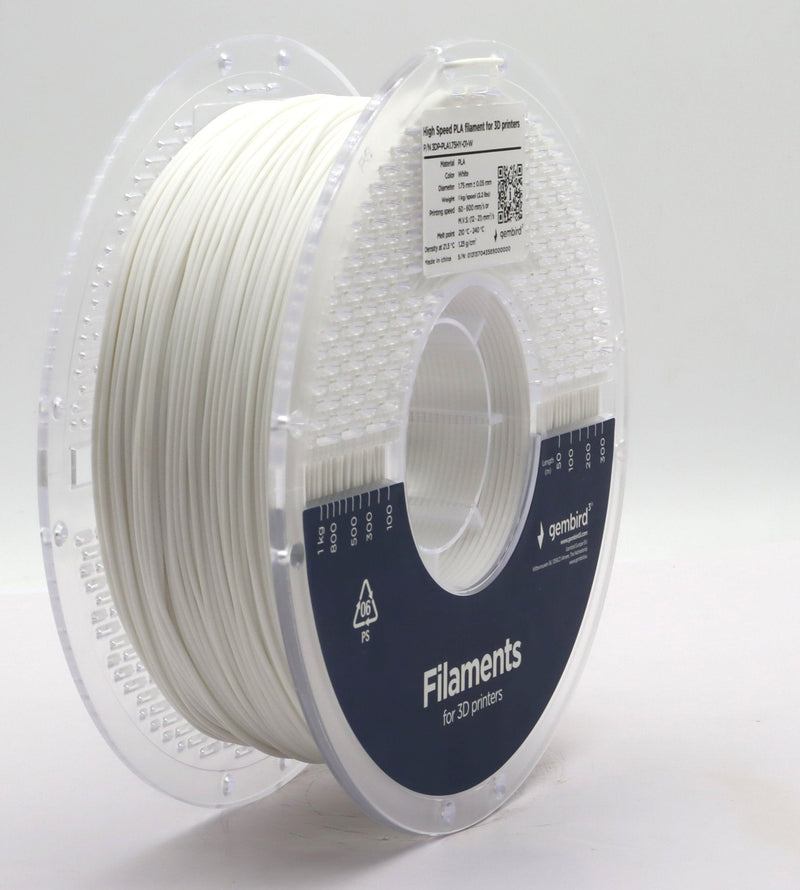 Gembird High Speed Pla Filament White 1.75MM 1KG