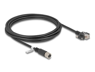 Delock M12 Cable X-kodiert 8 Pin Female a RJ45 Male CAT.6A S/FTP 3M Black — image 1