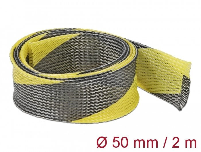 Delock 20757 Case Trenzada Estirable 2M X 50MM, Colour Negro-amarillo