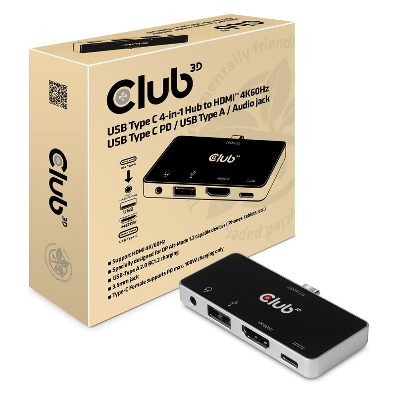 CLUB3D USB-4-IN1-HUB USB 3.1 Typ C HDMI/USB/USB-C/Audio Retail