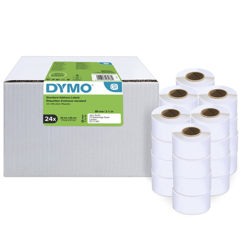 Dymo Tape Labels Enví Or White 28X89MM (24 Rolls Rotuladora Labelwriter