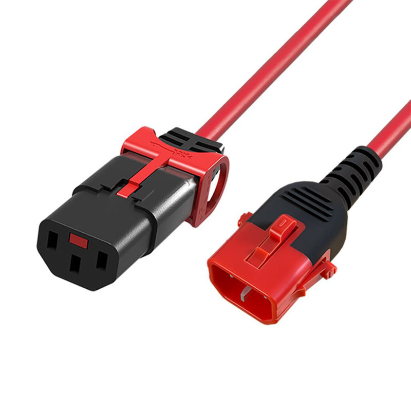 Powercord C13 IEC Lock + - C14 IEC Lock Dual Locking Red 0.50M, PC3613
