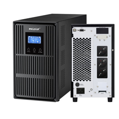 Phasak UPS Online Conqueror Pro 3000VA Online LCD 3000VA-2700W 3 Salidas Formato Tower — image 1