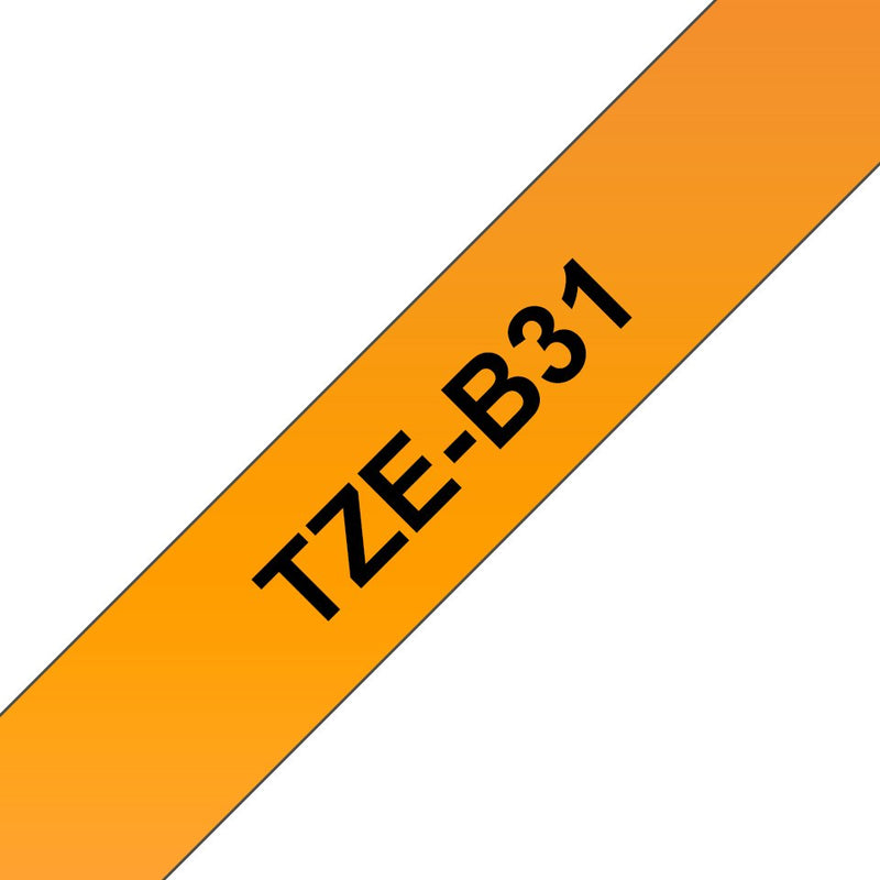 Brother TZEB31 Tape Laminated 12MM Black/Naranj 5M, P-touch PT-1005, PT-1010, 3600, D210, D400, D450, D800, E5