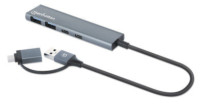 Manhattan 181075 Hub Interfaz USB 3.2 Gen 1 (3.1 Gen 1) Type-a + Type-c 5000 Mbit/S Grey — image 1