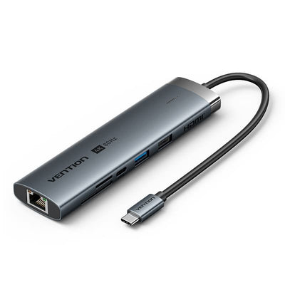 Vention Docking USB Type-c Tguhb RJ45 2x USB 1x USB Type-c 1x HDMI 1x USB Type-c Pd 1XLECTOR Cards Grey — image 1