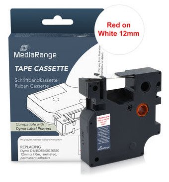 Mediarange Tape Labeller Dymo D1/45015/S0720550 12MMX7M Red — image 1