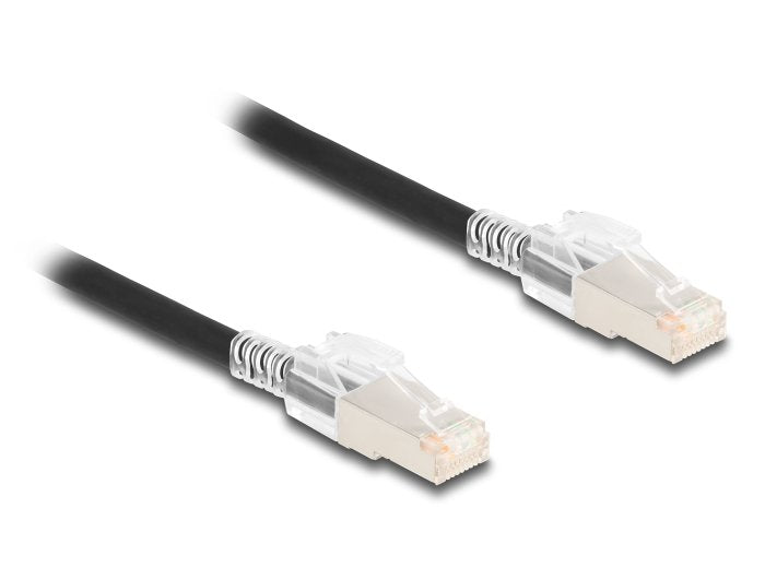 Delock 80254 Network Cable RJ45 CAT.6A S/FTP With Set Of Clips Security 0,5M, Black