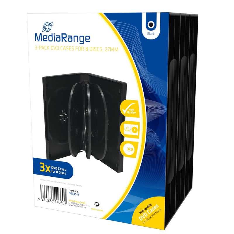 Mediarange BOX35-8 Case For Drives Ópticos Box Transparent Cd 8 Drives Black 3 Units