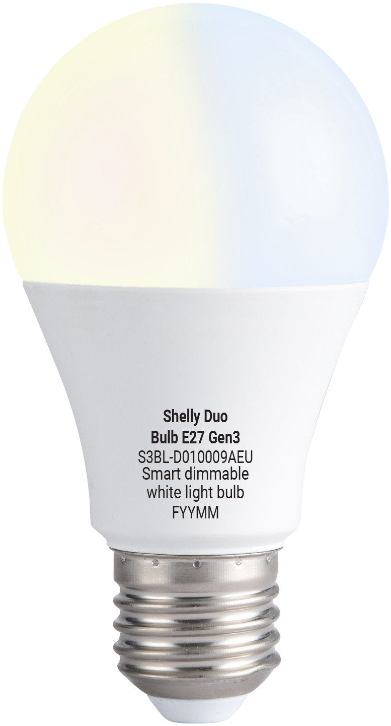 Shelly · Plug & Play · Duo Bulb E27 GEN3 · LED Lamp · Adjustable · Función Medición · WLAN · Bt