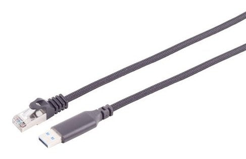 S-impuls USB-A LAN Cable Adapter 1G, RJ45, Alu, Black 7,5M