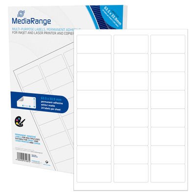Mediarange MRINK150 Label Self-adhesive White Permanente 1200 Pieces — image 1