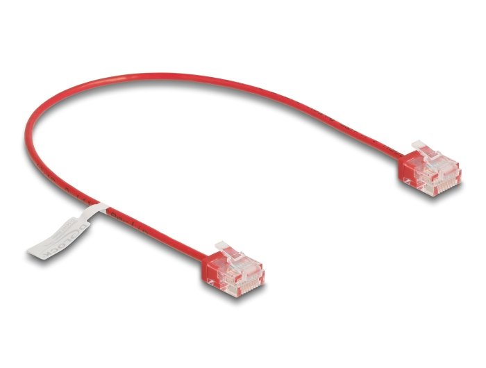 Delock RJ45 Network Cable CAT.6 UTP Ultra Slim 0,3M Rojo Con Kurzen Machon
