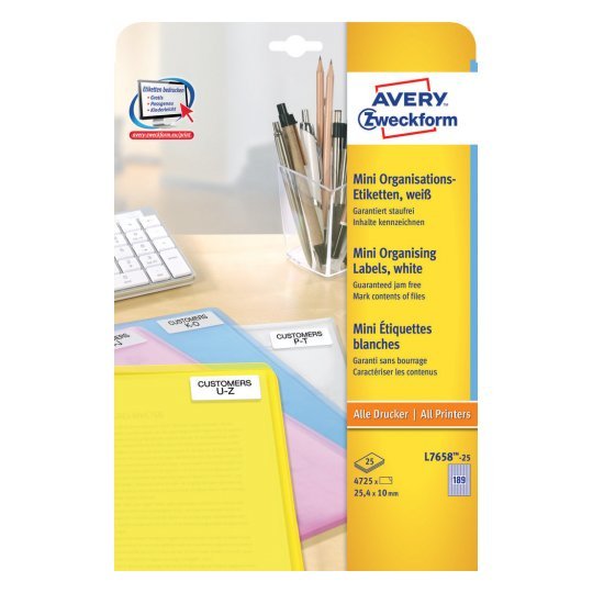 Avery Zweckform Labels L7658-25 White 25,4 X 10,0MM