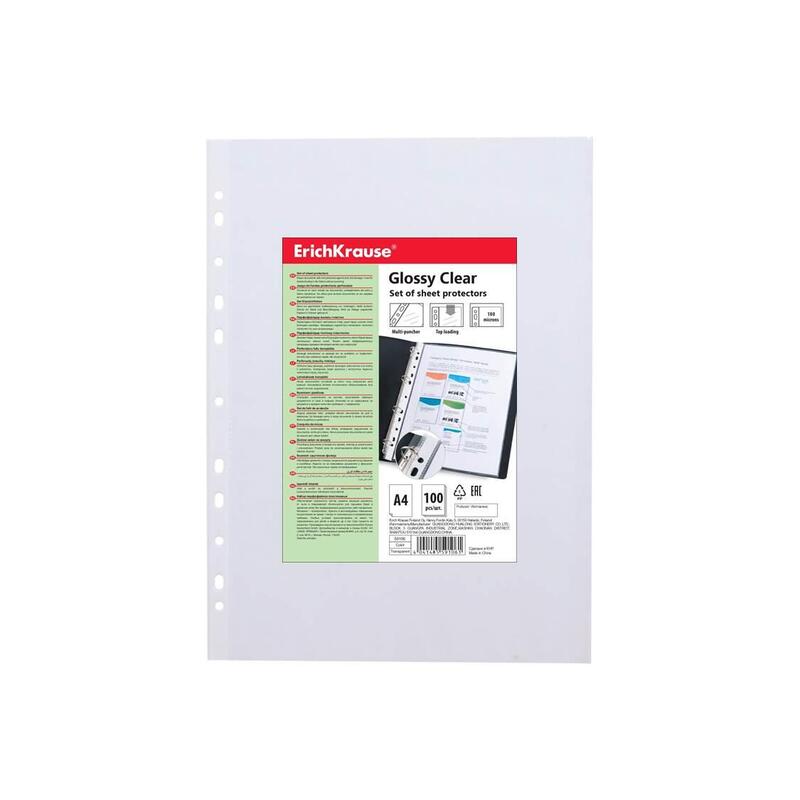 Erichkrause Pack Cases 100 Protectoras Glossy Clear - Thickness 100CM - Size A4 - Transparent