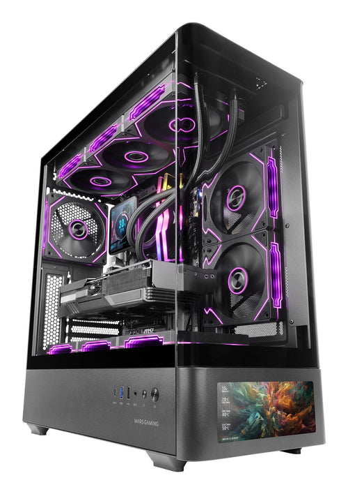 Mars Gaming Box Semitorre ATX Mc-lcdx Pro Black Screen LCD IPS 9.16''/ 3 HDD And 3 SSD/ ATX/ Semitorre With Gl — image 1
