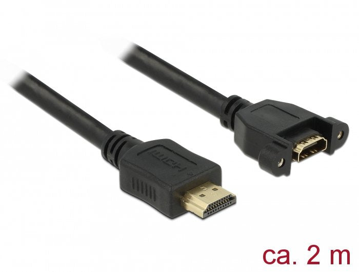 Delock HDMI Cable a Male HDMI a Female Am Einbau 4K 30 HZ 2M