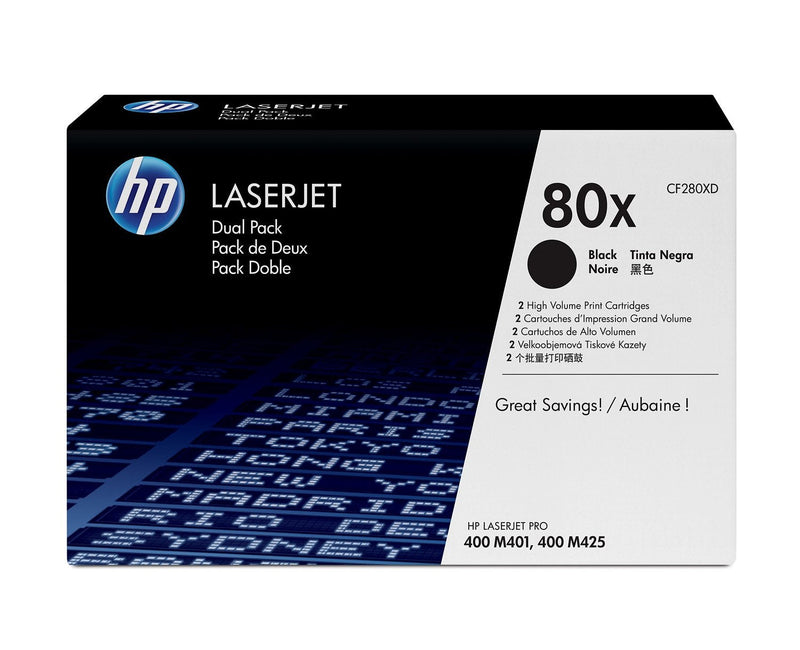 HP Genuine Toner 80X XL High Capacity Multipack 2X Black