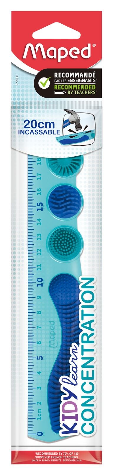 Maped Kidy Lern Concentration Regla 20CM - Diseñada Ayudar a Concentracion - Zonas Tactiles Extraibles - Colou — image 1