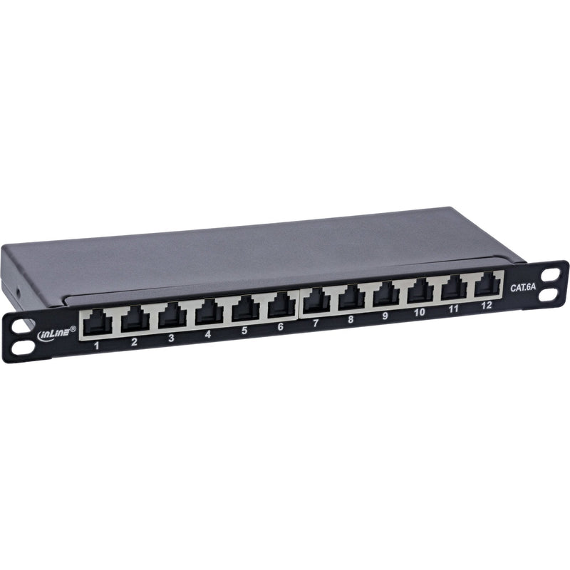 Inline® 10 Patch Panel CAT.6A 0.5U 12-PORT, With Dust Projoection, Black