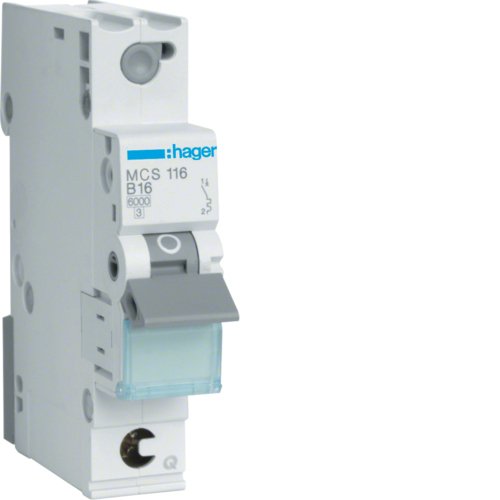 Hager Switch Magnetotérmico MCS116 1POLOS 6KA C-16A Quick Connect 1M