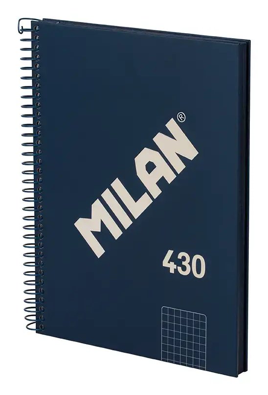 Milan Serie 1918 Notebook Espiral Formato A5 Cuadricula 5X5MM - 80 Hojas 95 Gr/M2 - Microperforado, 2 Taladros