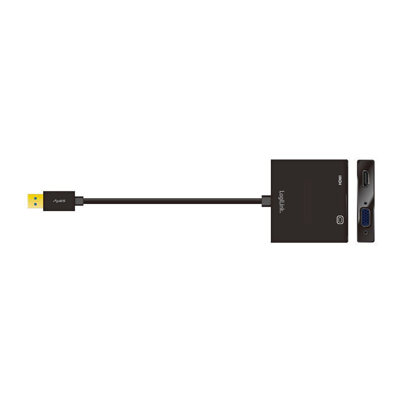 Logilink UA0234 Adapter USB Cable 3.0 VGA/HDMI Black