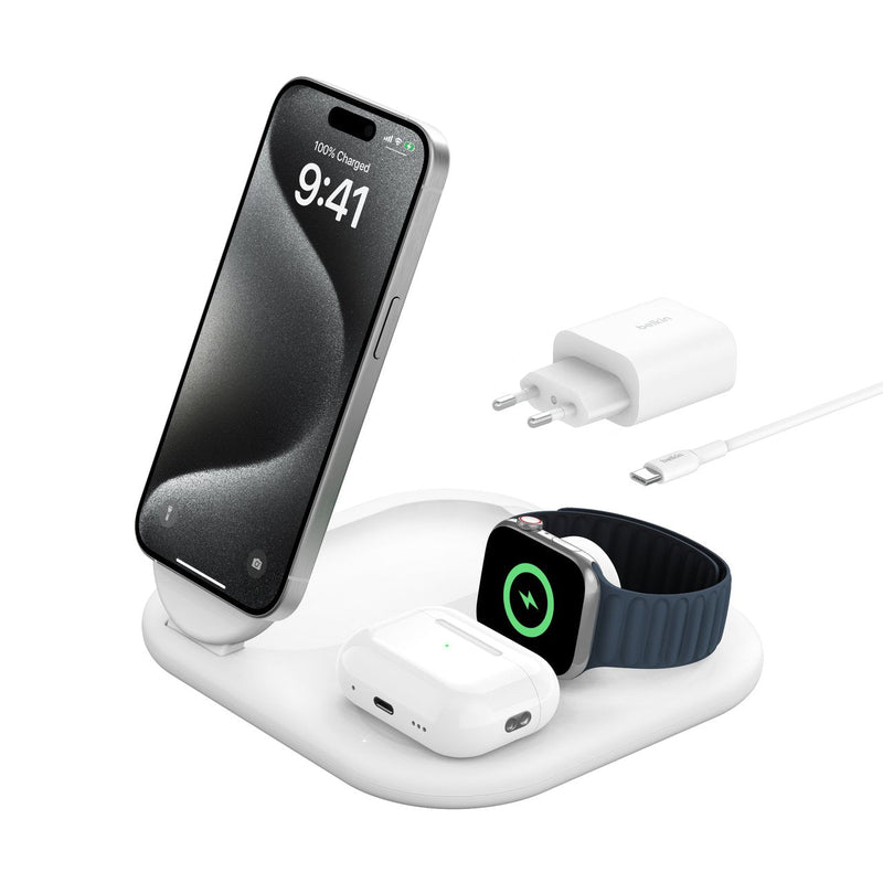 Belkin Boostcharge Headphones Smartphone, Watch Smart White USB Charger Wireless Charging Fast Indoor