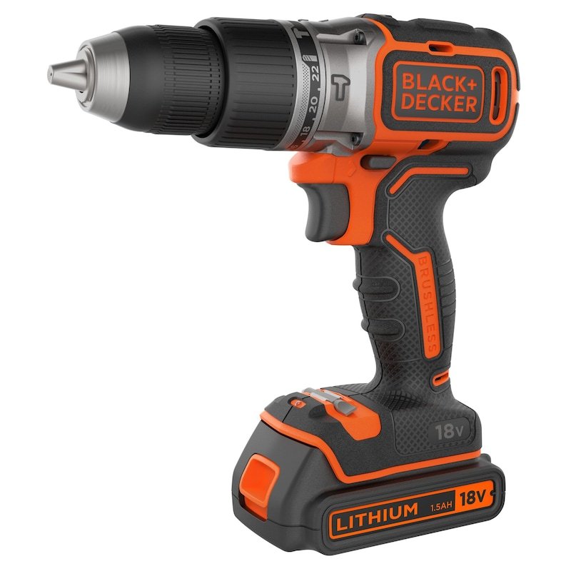 Black + Decker Drill Percutor Wireless BL188K, 18 Voltios Black/Orange Battery Li-ion 1,5AH BL188K-QW
