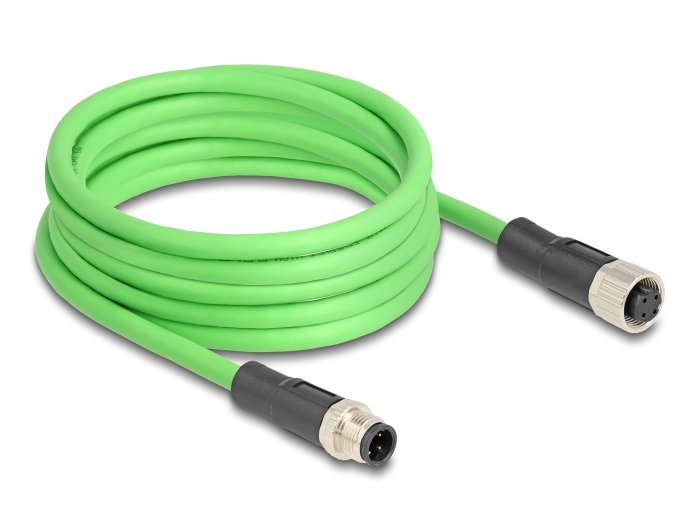 Delock 80409 Cable M12 Codificado D 4 Pin Male a Female Pur (tpu) 5M