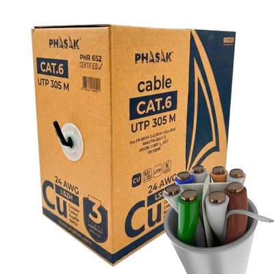 Phasak Bobina Cable RJ45 Lszh Phr 652 CAT.6 305M Grey — image 1