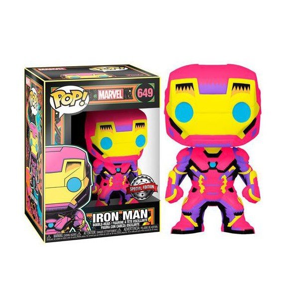 Figura Pop Marvel Negro Luz Iron Man