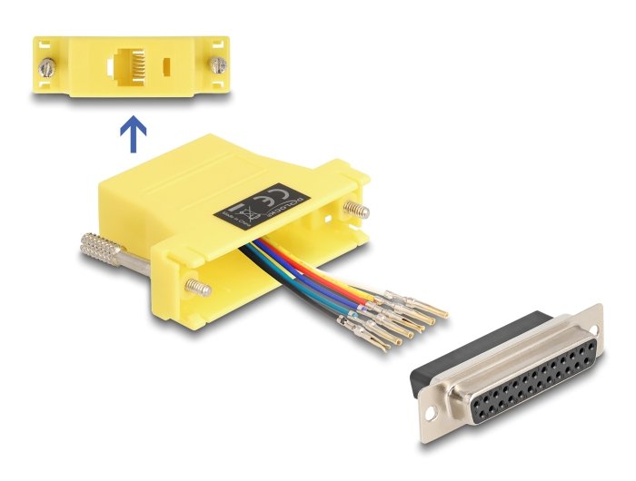 Delock D-sub 25 Pin Connector Female a RJ12 Connector Female Kit Assembly Yellow