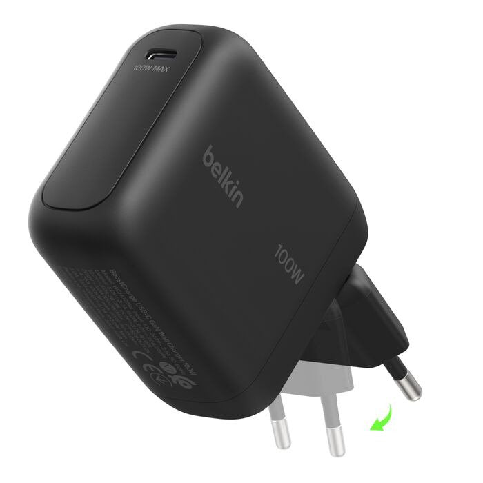 Belkin 100W 1C GaN Wall Charger Bk Foldable Eu Plug