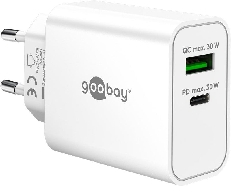 Goobay Fast Charger USB-C Pd GaN Dual 30W White 75336