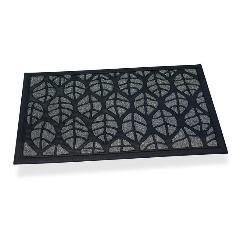 Hidalgo Felpudo Rubber/Moqueta Hojas Grey 75X45CM