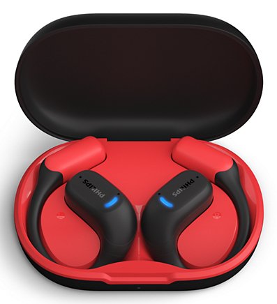 Philips Headphones Deportivos Bluetooth TAA6709BK With Case Charging Battery Life 7H Black And Rojos